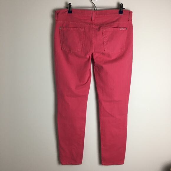 7 For All Mankind Jeans The Slim Cigarette Distressed Peony Pink - Picture 6 of 12